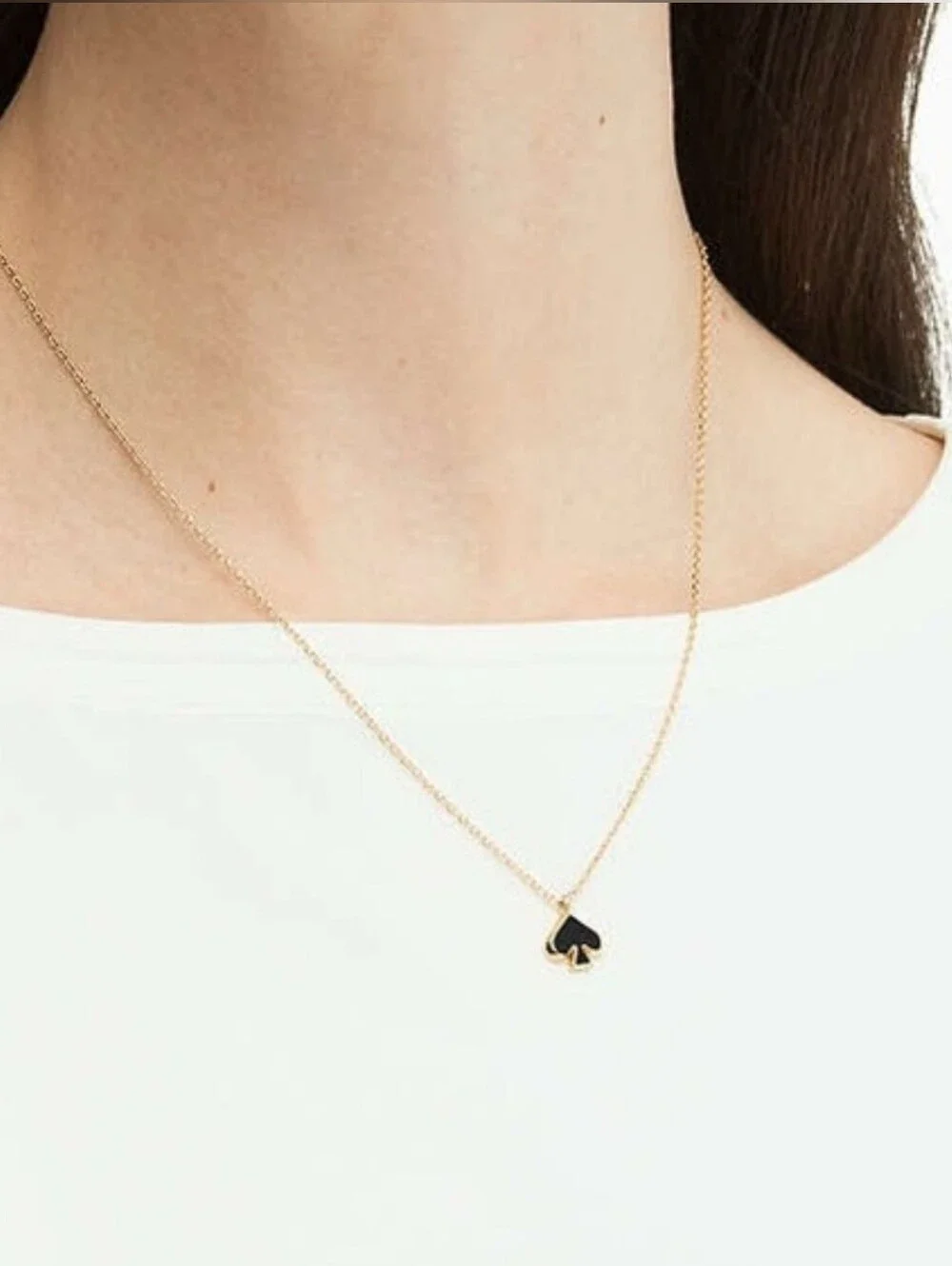 Kate Spade NWT Everyday Spade Enamel Mini Pendant Black & Gold.
